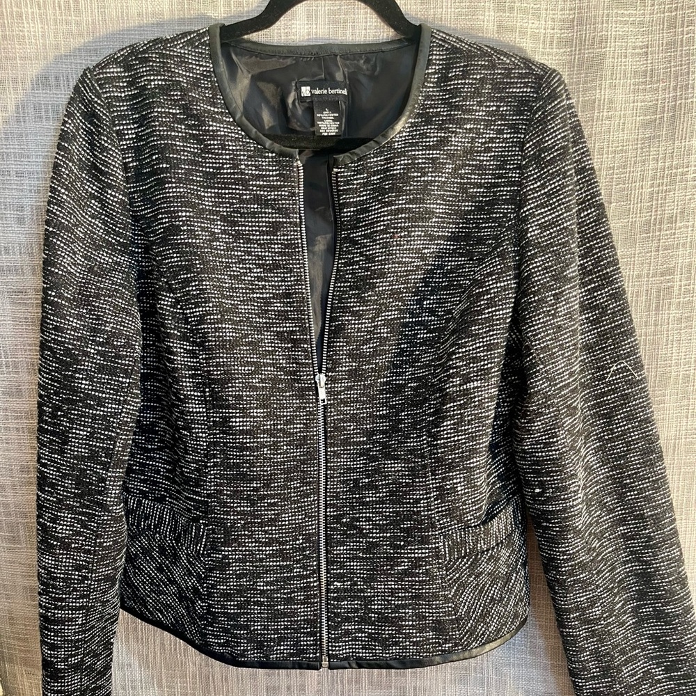 Tweed blazer, black and white jacket